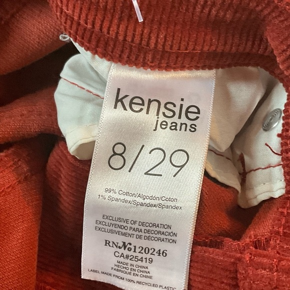 Kensie Jeans Corduroy High Rise Wide Leg Rust Red Brown Kaya Size 29 NWT - Picture 8 of 11